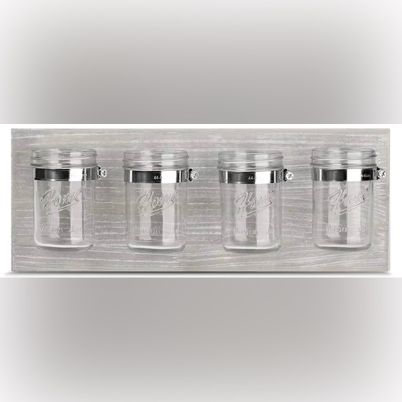 Rustic Mason Jar Toothbrush Holder
Mason Jar Wall Organizer with Silver Accents - Picture 1 of 6